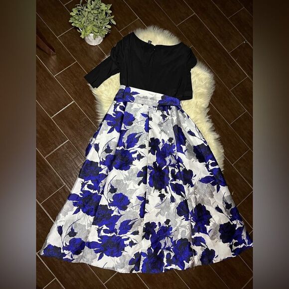 R&M Richards black/blue/silver high low Formal Dress Sz 16 - Picture 5 of 8